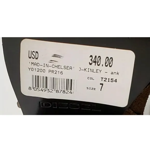 Diesel Ankle Boots Booties, Brown Suede Leather, Size 7, 37 *NICE!*