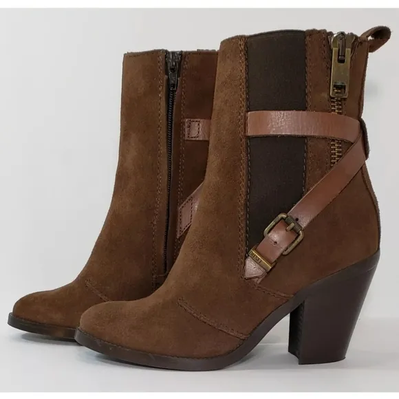 Diesel Ankle Boots Booties, Brown Suede Leather, Size 7, 37 *NICE!*
