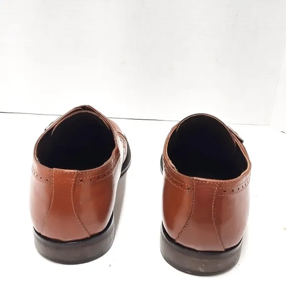 Dimitri men's dress shores double buckle leather brown made in Italy Size: 7 1/2