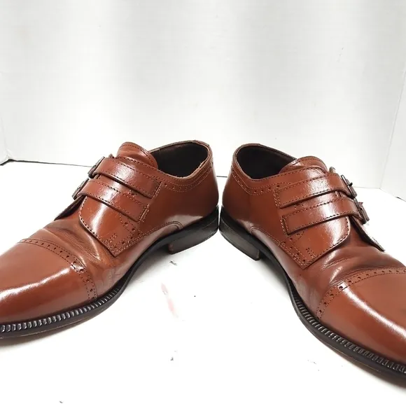 Dimitri men's dress shores double buckle leather brown made in Italy Size: 7 1/2