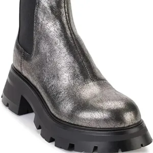 DKNY Women's Smooth Metallic Leather Combat Boot Sz: 8