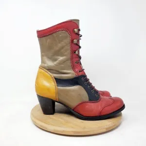 DKODE Boots Women 37 VYLMA Tall Leather Steampunk Lagenlook Boho Colorful Shoes