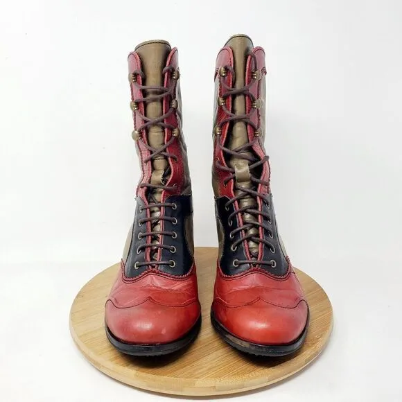 DKODE Boots Women 37 VYLMA Tall Leather Steampunk Lagenlook Boho Colorful Shoes