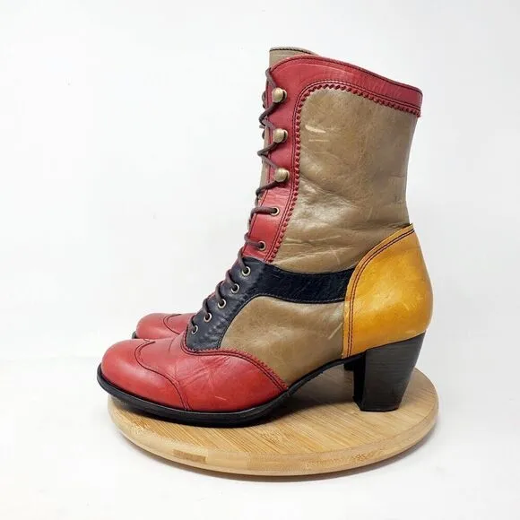 DKODE Boots Women 37 VYLMA Tall Leather Steampunk Lagenlook Boho Colorful Shoes