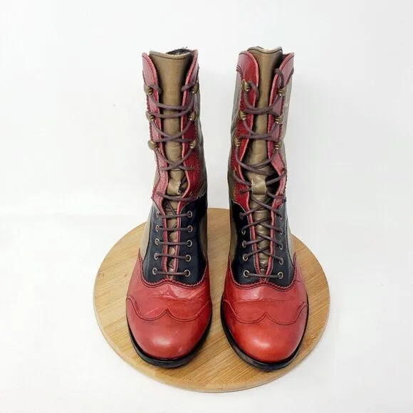 DKODE Boots Women 37 VYLMA Tall Leather Steampunk Lagenlook Boho Colorful Shoes