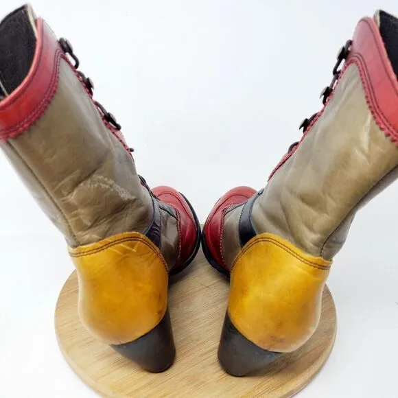 DKODE Boots Women 37 VYLMA Tall Leather Steampunk Lagenlook Boho Colorful Shoes