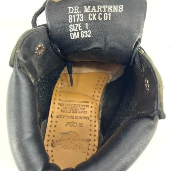 Doc Dr. Martens Kids 8173 Black Leather Ankle Boots Originals England (Youth 2)