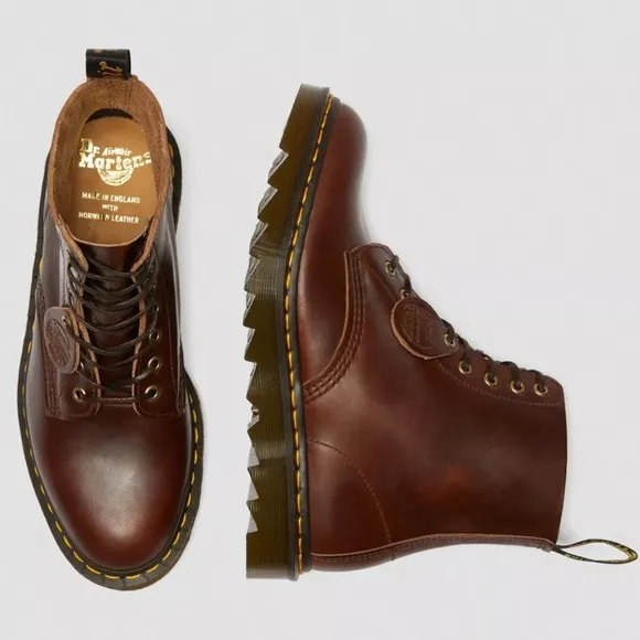 Doc Marten 1460 Pascal England Made Ripple Sole Boots dark brown vintage style