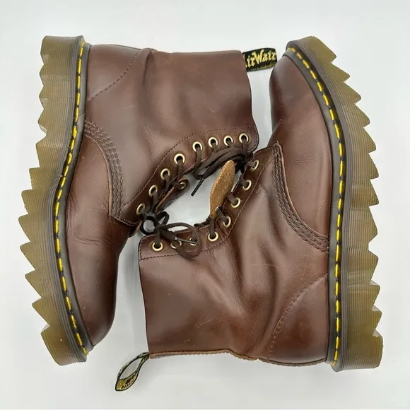 Doc Marten 1460 Pascal England Made Ripple Sole Boots dark brown vintage style