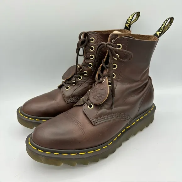 Doc Marten 1460 Pascal England Made Ripple Sole Boots dark brown vintage style