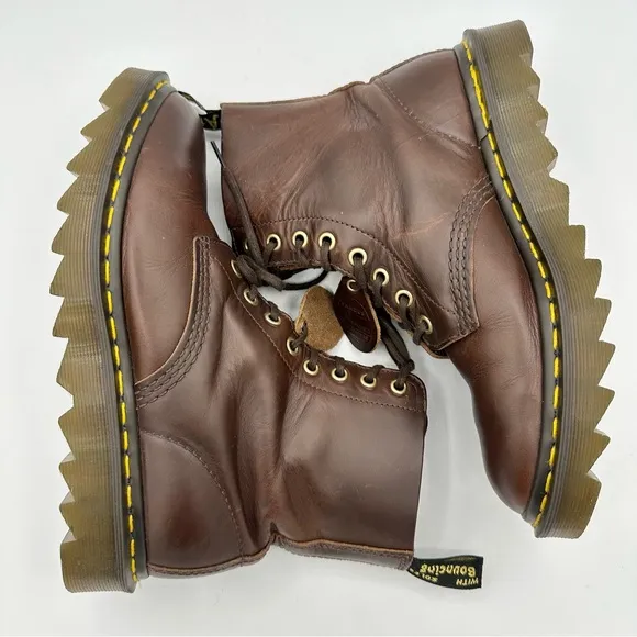 Doc Marten 1460 Pascal England Made Ripple Sole Boots dark brown vintage style
