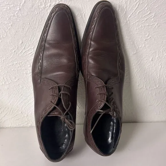 DOLCE &amp; GABBANA Dress Shoes Mens 9.5 Oxford Brown Leather Pointed Toe‎ Italy