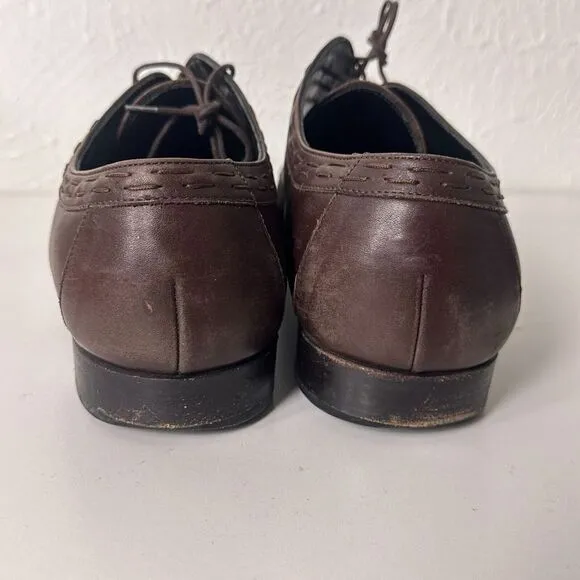 DOLCE &amp; GABBANA Dress Shoes Mens 9.5 Oxford Brown Leather Pointed Toe‎ Italy
