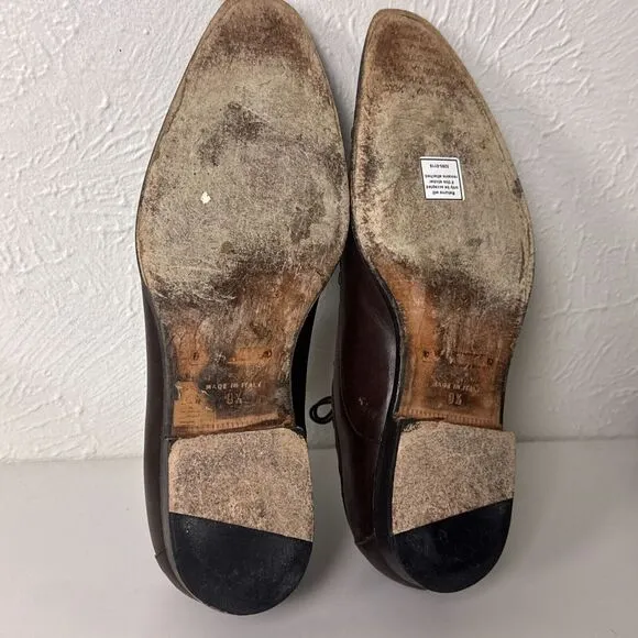 DOLCE &amp; GABBANA Dress Shoes Mens 9.5 Oxford Brown Leather Pointed Toe‎ Italy