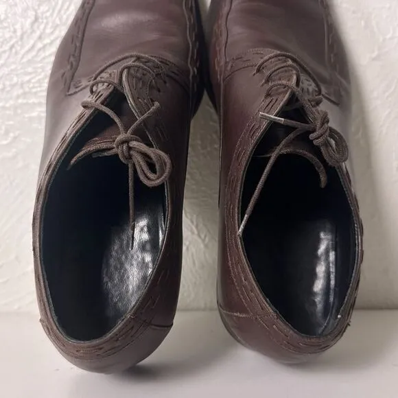 DOLCE &amp; GABBANA Dress Shoes Mens 9.5 Oxford Brown Leather Pointed Toe‎ Italy