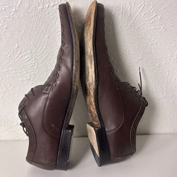 DOLCE &amp; GABBANA Dress Shoes Mens 9.5 Oxford Brown Leather Pointed Toe‎ Italy