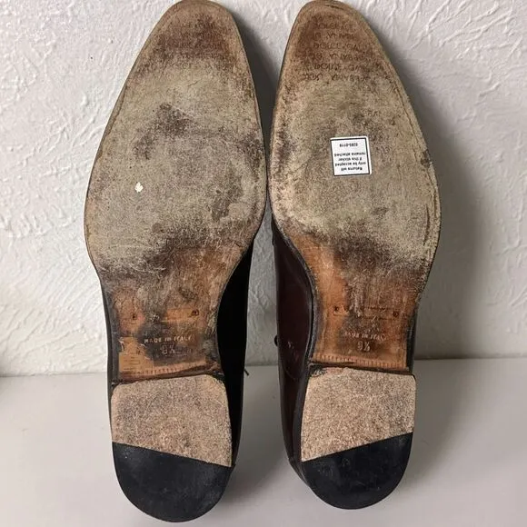 DOLCE &amp; GABBANA Dress Shoes Mens 9.5 Oxford Brown Leather Pointed Toe‎ Italy