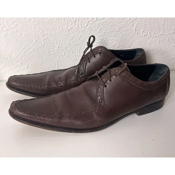 DOLCE &amp; GABBANA Dress Shoes Mens 9.5 Oxford Brown Leather Pointed Toe‎ Italy