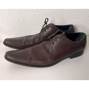 DOLCE &amp; GABBANA Dress Shoes Mens 9.5 Oxford Brown Leather Pointed Toe‎ Italy
