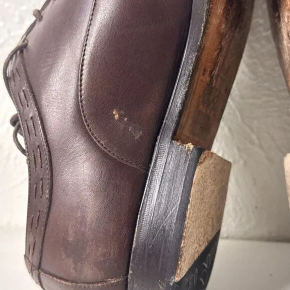 DOLCE &amp; GABBANA Dress Shoes Mens 9.5 Oxford Brown Leather Pointed Toe‎ Italy
