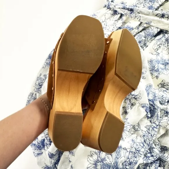 Dolce Vita Brown Suede Wooden 70s Boho Clog Mule Sandals Womens 9