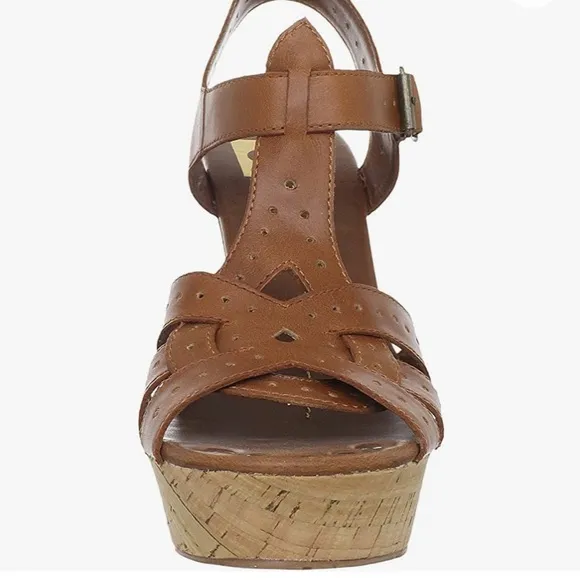 Dolce Vita Revolve leather cork platform heels sandals cognac 7.5
