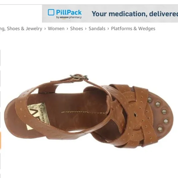 Dolce Vita Revolve leather cork platform heels sandals cognac 7.5