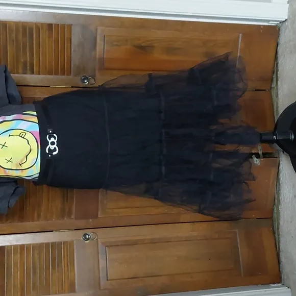Dolls Kill X Hello Kitty Black Tulle Semi Sheer Skirt Sz 2X