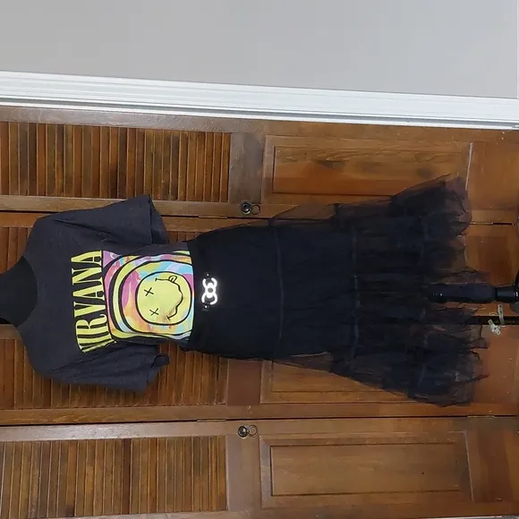 Dolls Kill X Hello Kitty Black Tulle Semi Sheer Skirt Sz 2X
