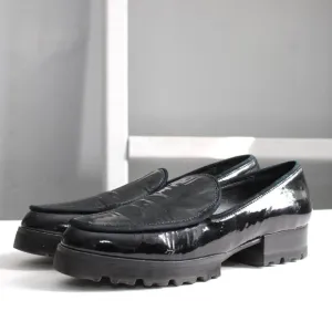 Donald J. Pliner Black Patent Eclipse Trek Platform Loafer Size 8