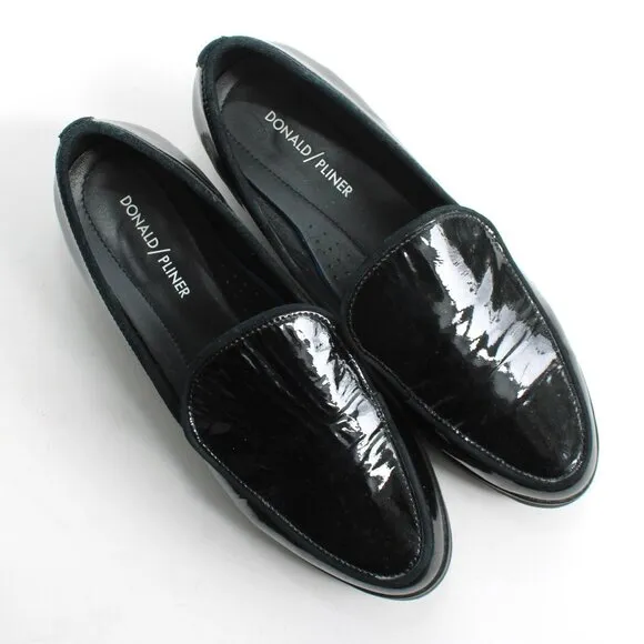 Donald J. Pliner Black Patent Eclipse Trek Platform Loafer Size 8
