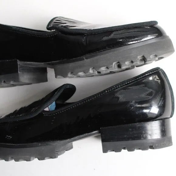Donald J. Pliner Black Patent Eclipse Trek Platform Loafer Size 8