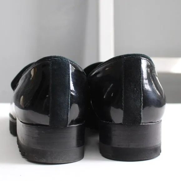 Donald J. Pliner Black Patent Eclipse Trek Platform Loafer Size 8