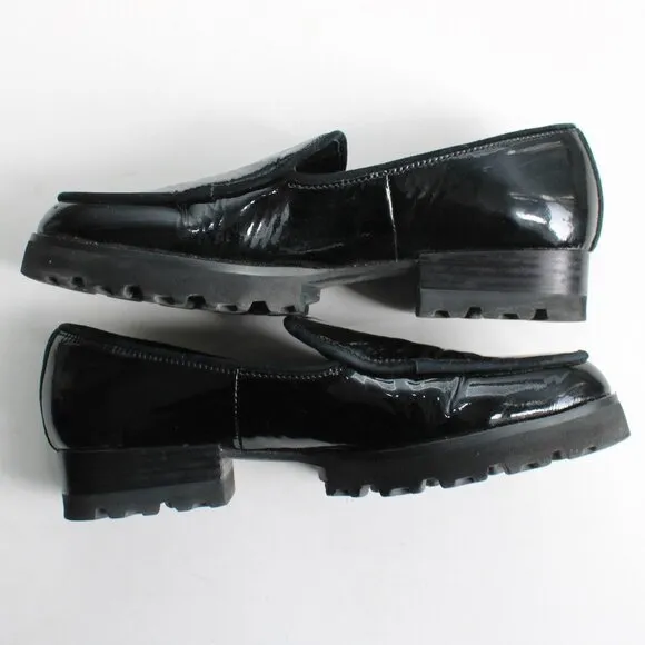Donald J. Pliner Black Patent Eclipse Trek Platform Loafer Size 8