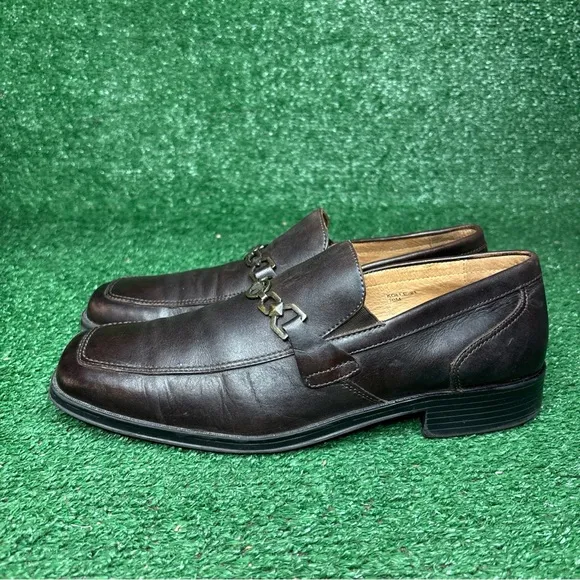 Donald J Pliner Brown Leather Horsebit Loafer Dress Shoes Mens Size 10 M