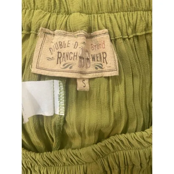 Double D Ranch Wear Maxi Skirt S Pleated Western Rodeo Cowgirl Chartreuse Green