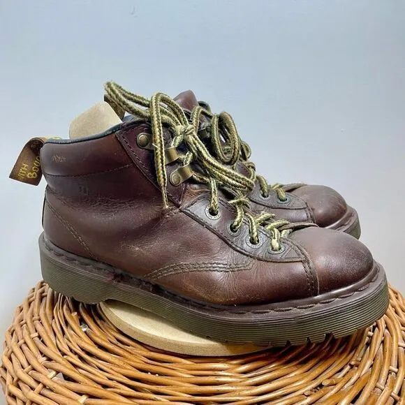 Dr Doc Martens Vintage 8287 Brown Leather Vintage Chunky 6 8 England Boots Ankle