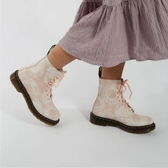 Dr Martens 1460 Pascal Pink Tie Dye Printed Suede Boots Contemporary Boho