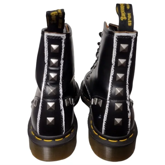 Dr. Martens 1460 Stud Leather Black Rolled Vintage Smooth Boots