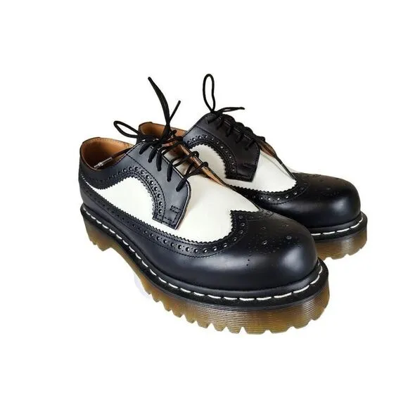 Dr. Martens, 3989 Brogue BEX 3-Eye Leather Wingtip Shoe for Men and Women, Black