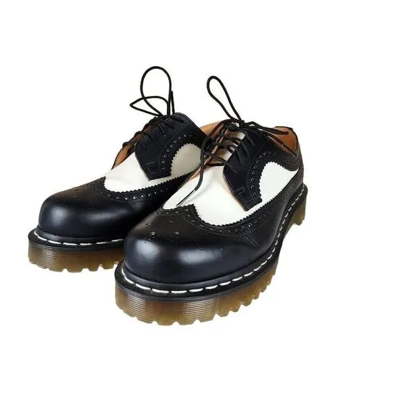 Dr. Martens, 3989 Brogue BEX 3-Eye Leather Wingtip Shoe for Men and Women, Black