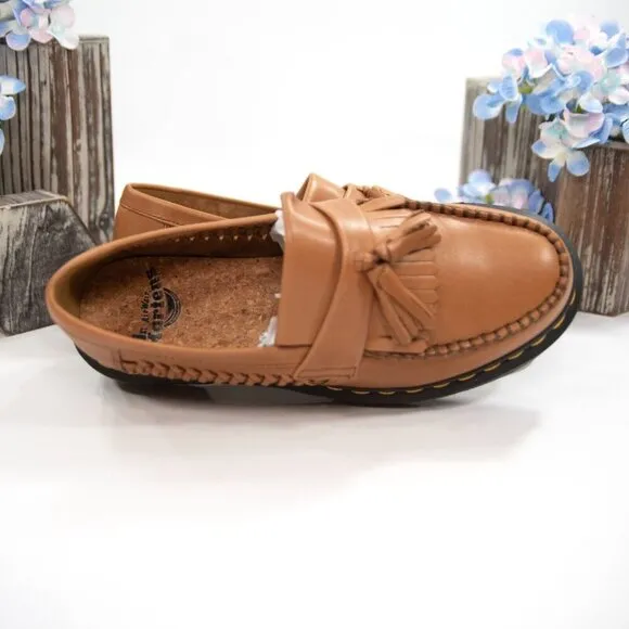 Dr. Martens Adrian Woven British Tan Analine Loafer Oxford Shoes Size 8 NIB