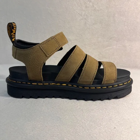 Dr Martens Blaire Women's Leather Straps Sandals Platform Boho Olive Size 9
