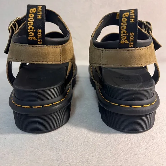 Dr Martens Blaire Women's Leather Straps Sandals Platform Boho Olive Size 9
