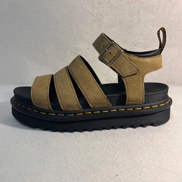 Dr Martens Blaire Women's Leather Straps Sandals Platform Boho Olive Size 9
