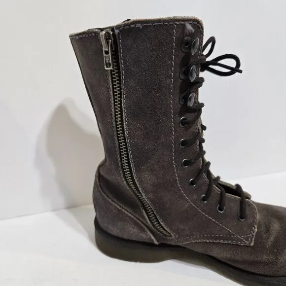 DR. MARTENS Boots Carli  UK 4.5/37 US womens 6.5 Gray Nubuck Leather Grunge boho