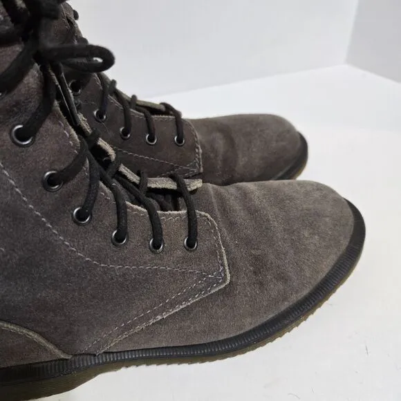 DR. MARTENS Boots Carli  UK 4.5/37 US womens 6.5 Gray Nubuck Leather Grunge boho