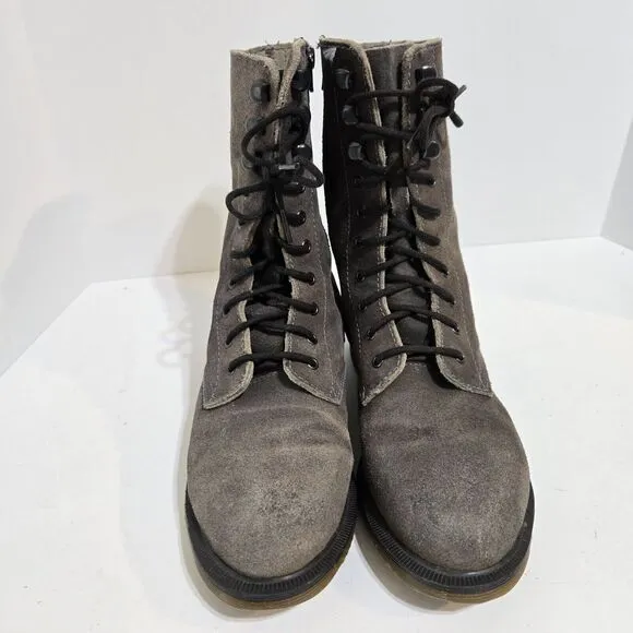 DR. MARTENS Boots Carli  UK 4.5/37 US womens 6.5 Gray Nubuck Leather Grunge boho