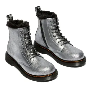 Dr Martens boots Serena distressed silver foil metallic kids shoes toddler 8