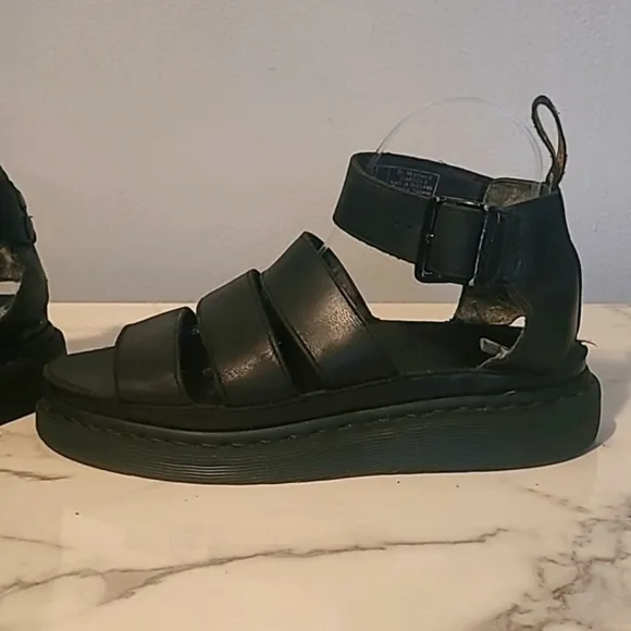 Dr. Martens Clarissa Ii Black leather Strappy Platform Sandals Wmn's gothcore